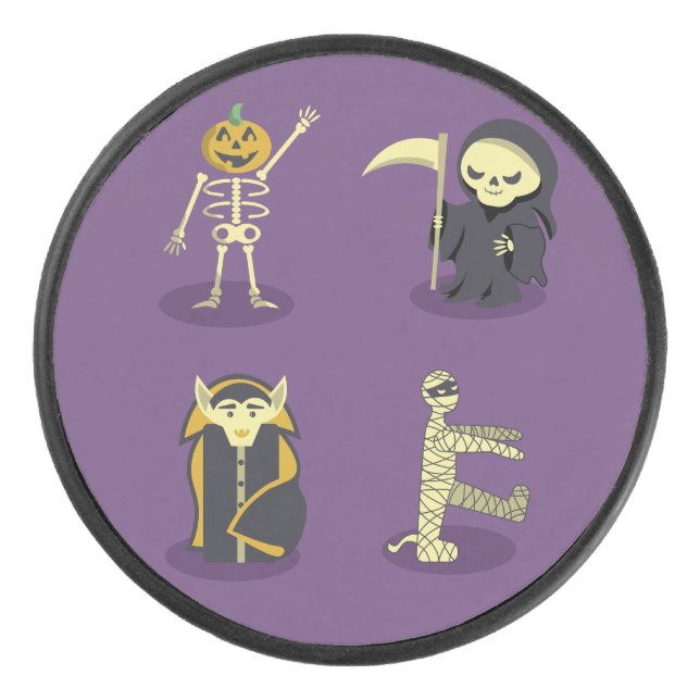 Halloween Skeleton Dracula Mummy Grim Sensenmann Eishockey Puck (Vorderseite)
