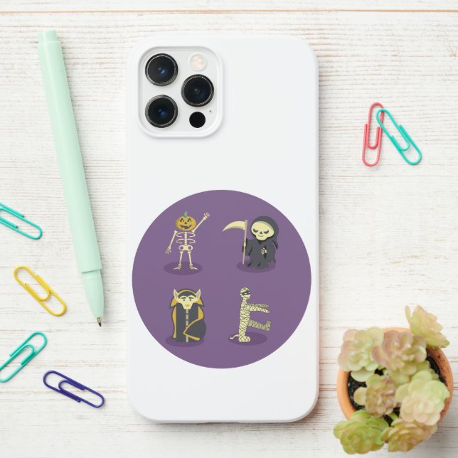 Halloween Skeleton Dracula Mummy Grim Sensenmann iPhone Hülle (Auf dem Schreibtisch)