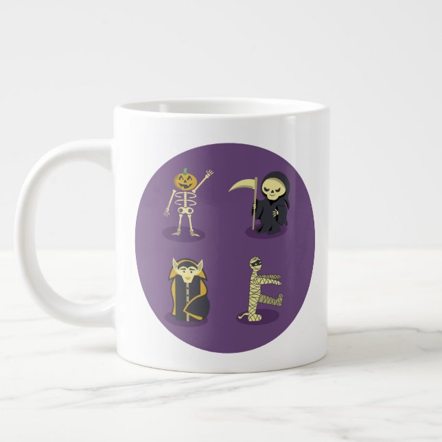 Halloween Skeleton Dracula Mummy Grim Sensenmann Jumbo-Tasse (Links)
