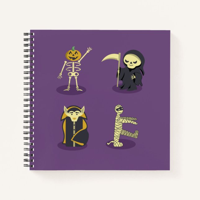Halloween Skeleton Dracula Mummy Grim Sensenmann Notizbuch (Vorderseite)