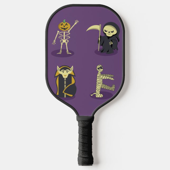 Halloween Skeleton Dracula Mummy Grim Sensenmann Pickleball Schläger (Vorderseite)