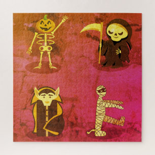 Halloween Skeleton Dracula Mummy Grim Sensenmann Puzzle