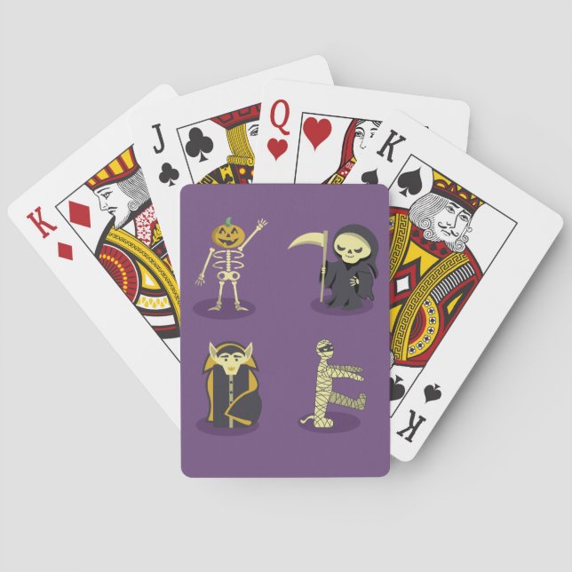 Halloween Skeleton Dracula Mummy Grim Sensenmann Spielkarten (Rückseite)