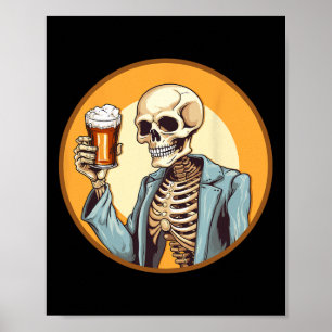 Halloween Skeleton Drink Beer Poster