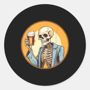Halloween Skeleton Drink Beer Runder Aufkleber