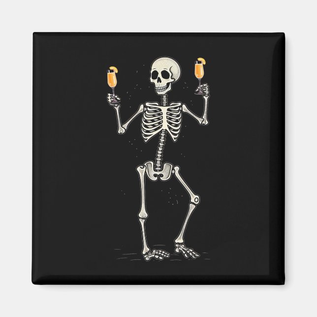 Halloween Skeleton Drink Peach Bellini Schwanz Magnet (Vorne)