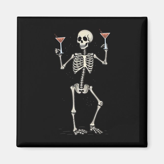 Halloween Skeleton Drinks Manhattan Schwanz Magnet (Vorne)
