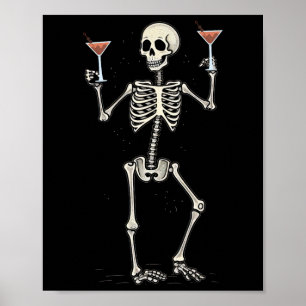 Halloween Skeleton Drinks Manhattan Schwanz Poster