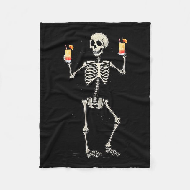 Halloween Skeleton Drinks Tequila Sunrise Schwanz Fleecedecke (Vorderseite)