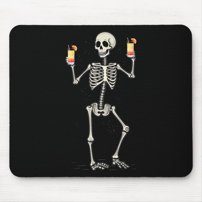 Halloween Skeleton Drinks Tequila Sunrise Schwanz Mousepad (Vorne)
