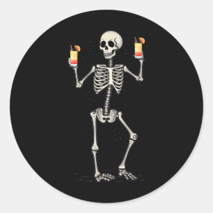 Halloween Skeleton Drinks Tequila Sunrise Schwanz Runder Aufkleber