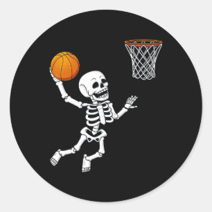 Halloween Skeleton Dunking Basketball Boys Girls K Runder Aufkleber