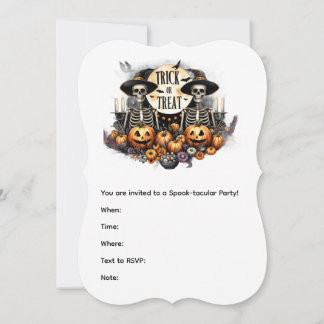 Halloween Skeleton Duo Invitation – Trick or Treat Einladung