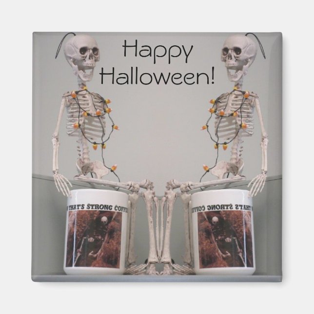 Halloween Skeleton Duo Starker Kaffee Magnet (Vorne)