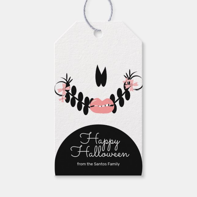 Halloween Skeleton Face Trick oder Treat Candy Geschenkanhänger (Vorderseite)