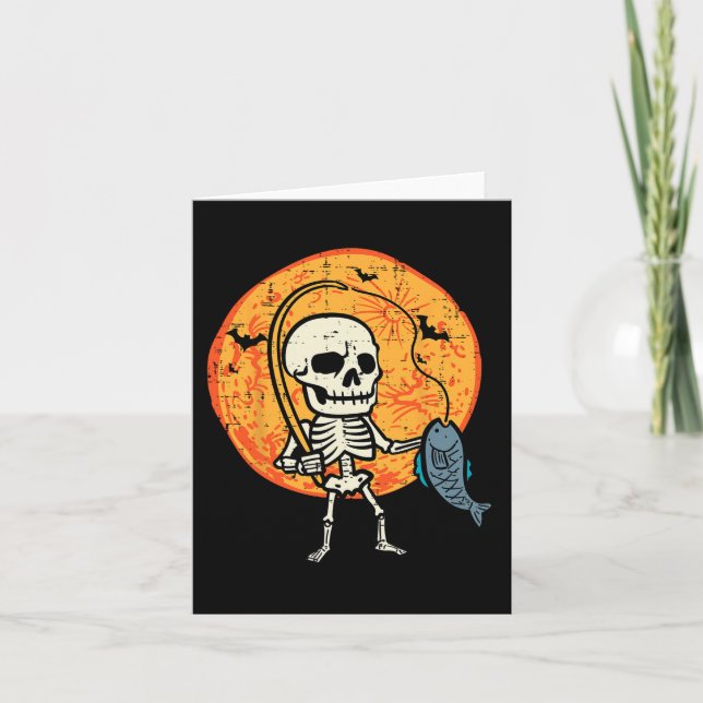 Halloween Skeleton Fischereikostüm Fischer Männer  Karte (Vorderseite)