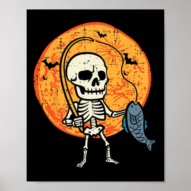 Halloween Skeleton Fischereikostüm Fischer Männer  Poster (Vorne)