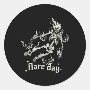 Halloween Skeleton Flare Day Fibromyalgie Endometa Runder Aufkleber