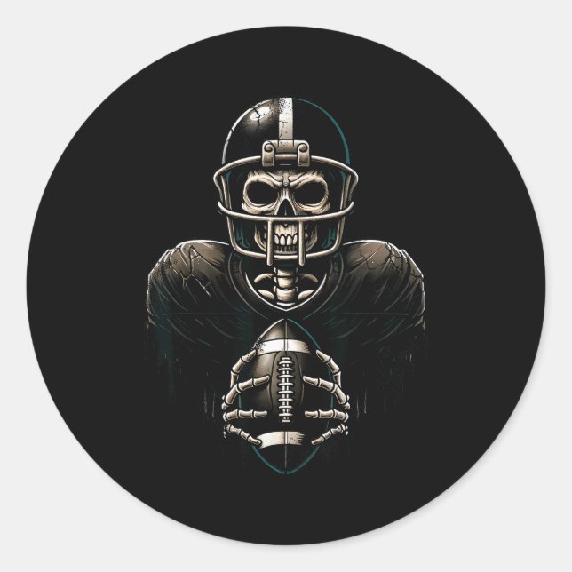 Halloween Skeleton Football Player Soky Srts Graph Runder Aufkleber (Vorderseite)
