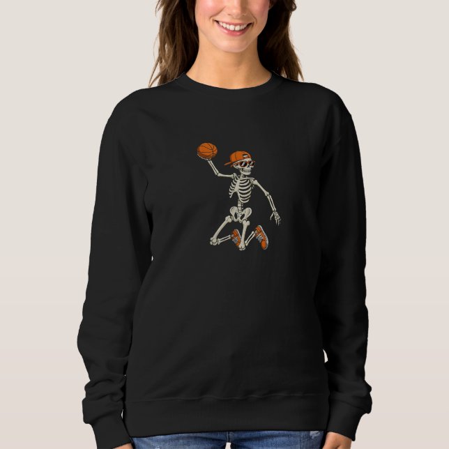 Halloween Skeleton Funny Basketball Shirt für Sie (Vorderseite)