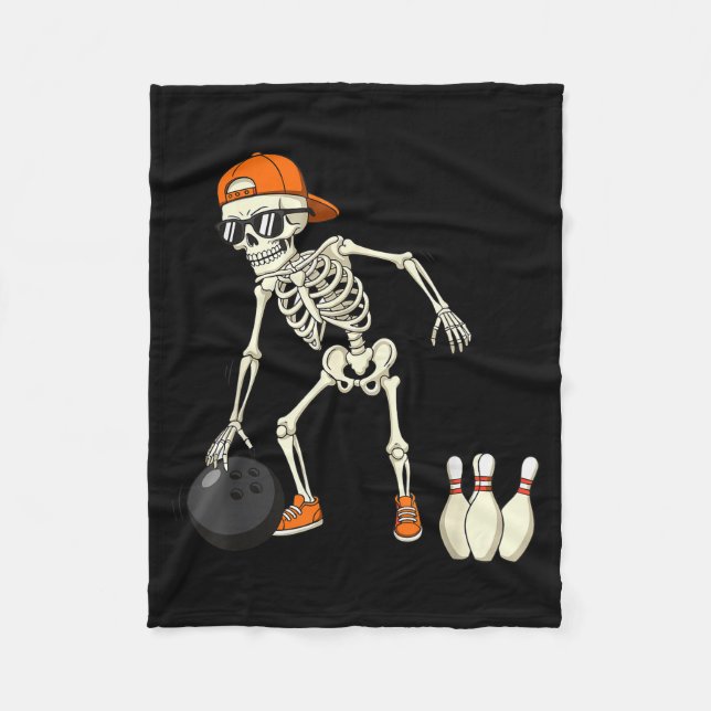 Halloween Skeleton Funny Bowling Lovers For Teens  Fleecedecke (Vorderseite)