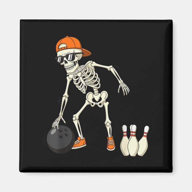 Halloween Skeleton Funny Bowling Lovers For Teens  Magnet (Vorne)