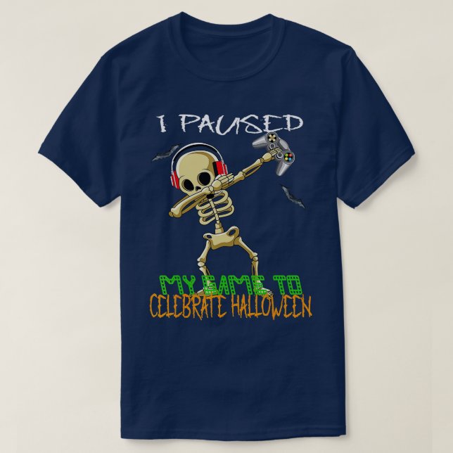 Halloween Skeleton funny Gamer ghost boys kids tee (Design vorne)