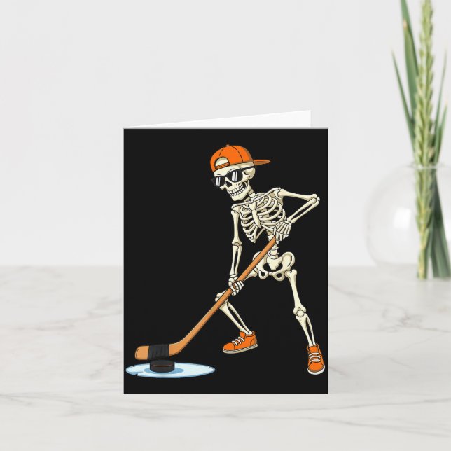 Halloween Skeleton Funny Hockey For Boys Teens Men Karte (Vorderseite)