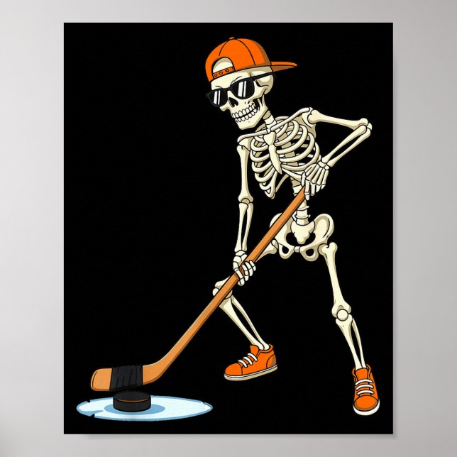 Halloween Skeleton Funny Hockey For Boys Teens Men Poster (Vorne)