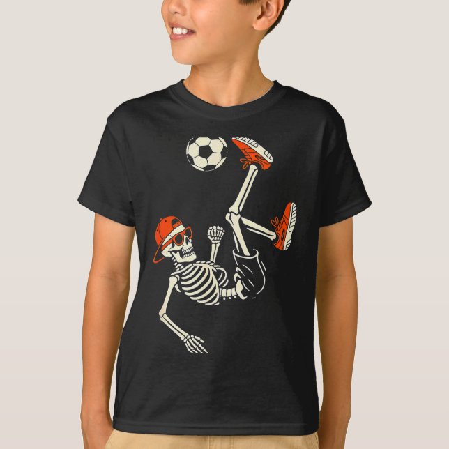 Halloween Skeleton Funny Soccer Shirt For Teens Bo (Vorderseite)