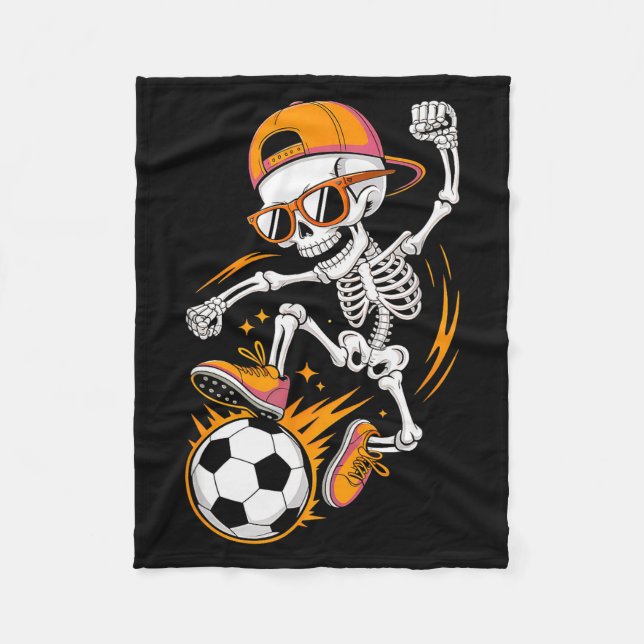 Halloween Skeleton Funny Soccer Shirt For Teens Bo Fleecedecke (Vorderseite)