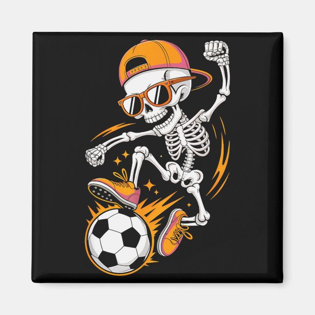 Halloween Skeleton Funny Soccer Shirt For Teens Bo Magnet (Vorne)