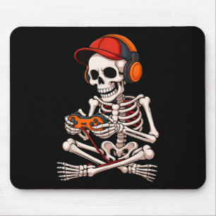 Halloween Skeleton Gamer Funny Video Gaming Boys m Mousepad