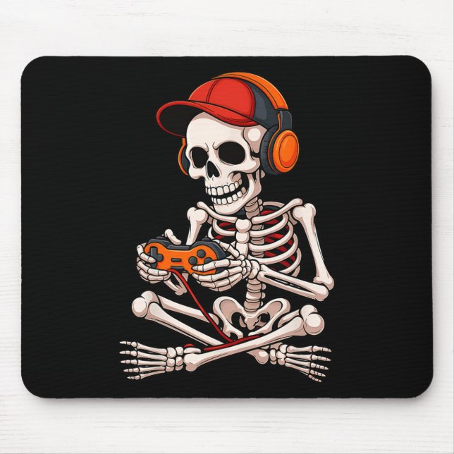 Halloween Skeleton Gamer Funny Video Gaming Boys m Mousepad (Vorne)