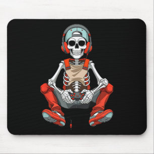 Halloween Skeleton Gamer Funny Video Gaming Boys m Mousepad