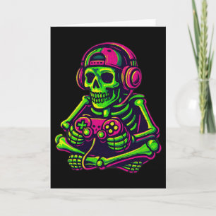 Halloween Skeleton Gamer Gamer Boys Men Kid Karte