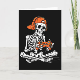 Halloween Skeleton Gamer Gamer Boys Men Kid Karte
