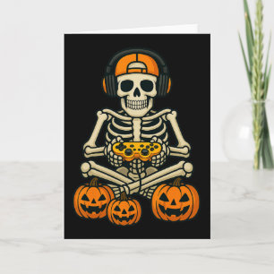Halloween Skeleton Gamer Gamer Boys Men Kid Karte