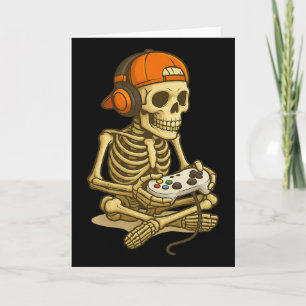 Halloween Skeleton Gamer Gamer Boys Men Kid Karte