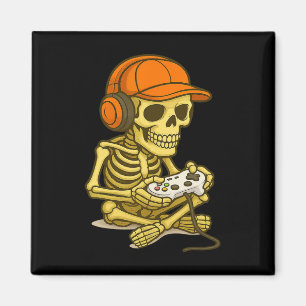 Halloween Skeleton Gamer Gamer Boys Men Kid Magnet