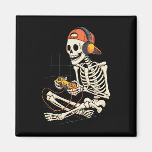 Halloween Skeleton Gamer Gamer Boys Men Kid Magnet