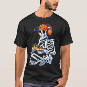 Halloween Skeleton Gamer Gamer Boys Men Kid T-Shirt