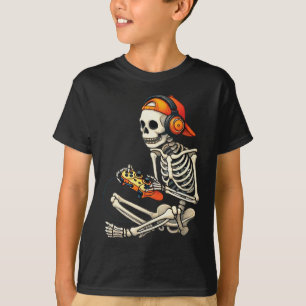 Halloween Skeleton Gamer Gamer Boys Men Kid T-Shirt