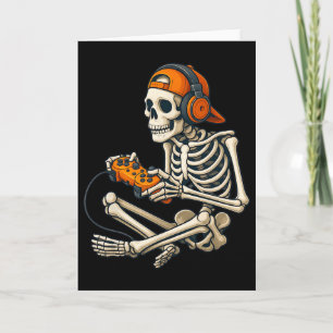 Halloween Skeleton Gamer Headphones Video Gaming C Karte