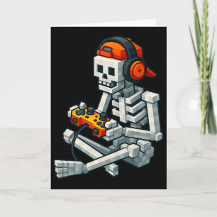 Halloween Skeleton Gamer Pixel Video Gaming Boys M Karte