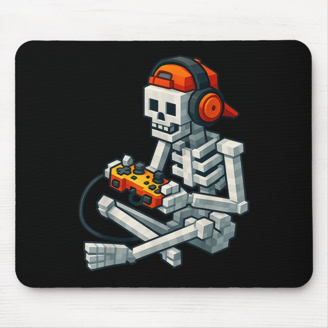 Halloween Skeleton Gamer Pixel Video Gaming Boys M Mousepad (Vorne)