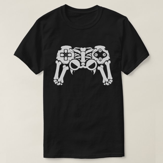 Halloween Skeleton Gamer Video Game Controller T-Shirt (Design vorne)