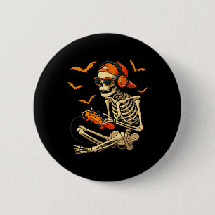 Halloween Skeleton Gamer Video Gaming Boys Männer Button