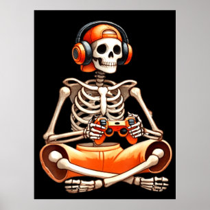 Halloween Skeleton Gamer Video Gaming Liebhaber Poster