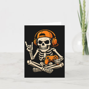 Halloween Skeleton Gamer Video Gaming Teenage Boy Karte